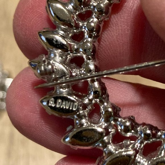 1950s Vintage B. David Crystal Rhinestone Wreath Brooch & Clip On Earrings Set - Picture 6 of 6